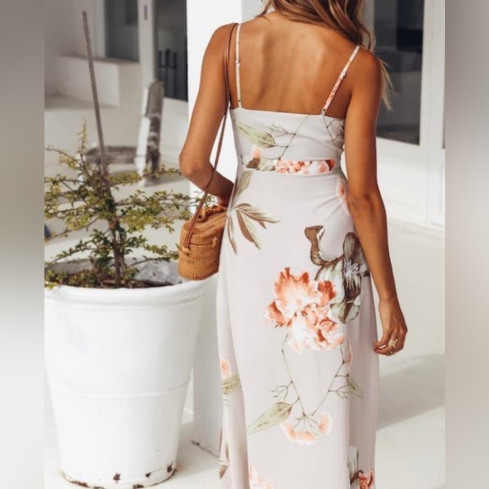 Hello Molly Strappy Sounds of Summer Floral Button Front Cutout Maxi Dress ZB6 - Picture 8 of 8